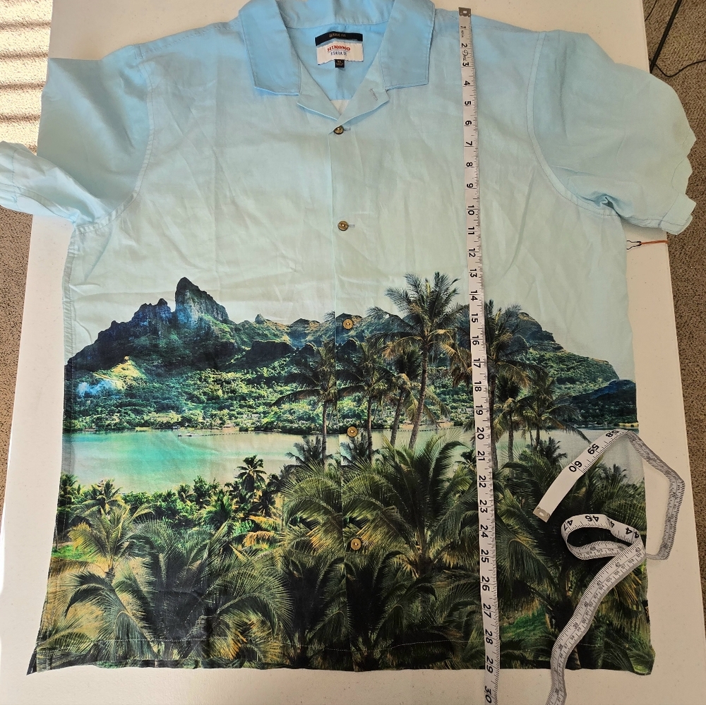 Roark Men's Teal and Green Tropical Print Button-Down Shirt - Picture 7 of 16